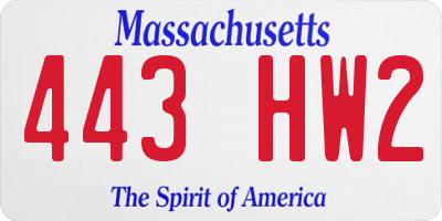 MA license plate 443HW2