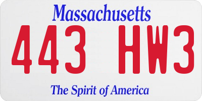 MA license plate 443HW3