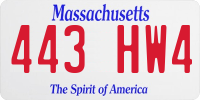 MA license plate 443HW4