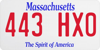MA license plate 443HX0