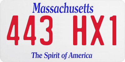 MA license plate 443HX1