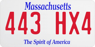 MA license plate 443HX4