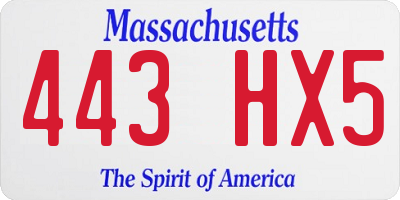 MA license plate 443HX5