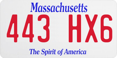 MA license plate 443HX6