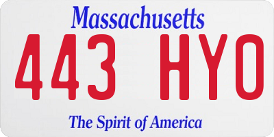 MA license plate 443HY0