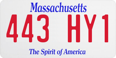 MA license plate 443HY1