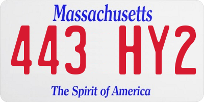 MA license plate 443HY2