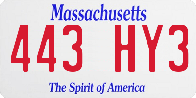 MA license plate 443HY3