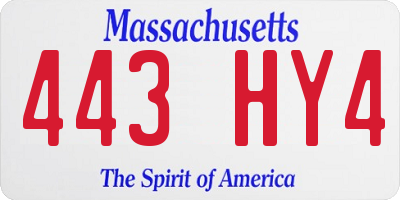 MA license plate 443HY4