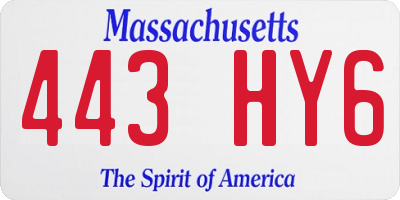 MA license plate 443HY6