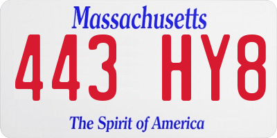 MA license plate 443HY8