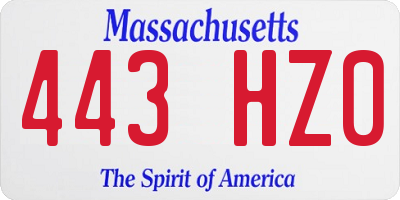 MA license plate 443HZ0