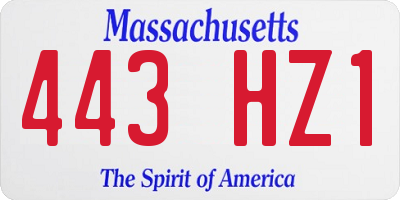 MA license plate 443HZ1