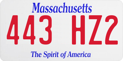 MA license plate 443HZ2