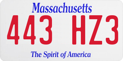 MA license plate 443HZ3