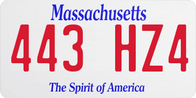 MA license plate 443HZ4