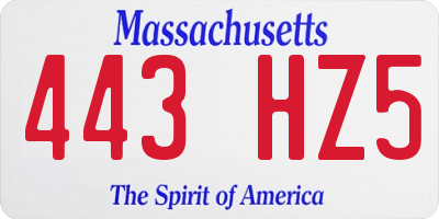 MA license plate 443HZ5