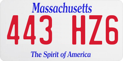 MA license plate 443HZ6