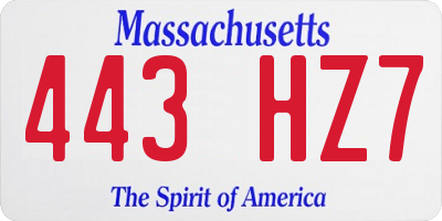 MA license plate 443HZ7
