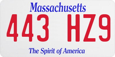 MA license plate 443HZ9