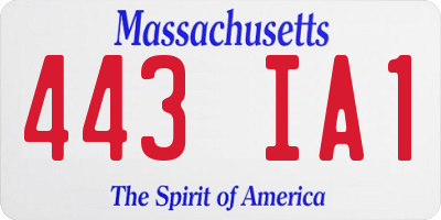 MA license plate 443IA1