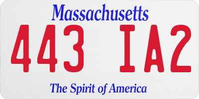 MA license plate 443IA2