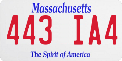 MA license plate 443IA4