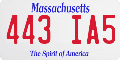 MA license plate 443IA5