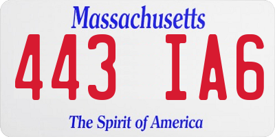 MA license plate 443IA6