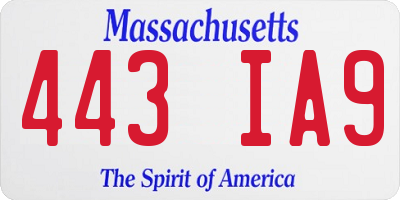 MA license plate 443IA9