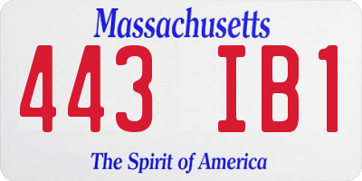 MA license plate 443IB1