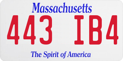 MA license plate 443IB4