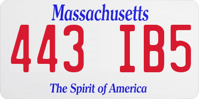 MA license plate 443IB5