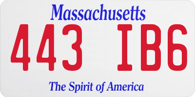 MA license plate 443IB6