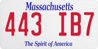 MA license plate 443IB7