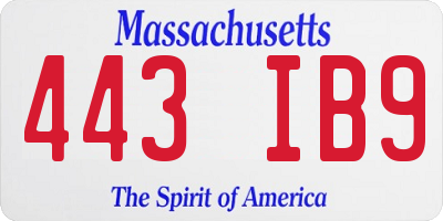 MA license plate 443IB9