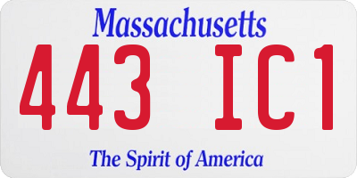MA license plate 443IC1