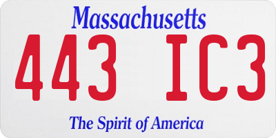 MA license plate 443IC3
