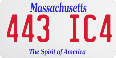 MA license plate 443IC4