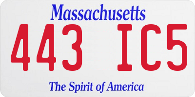 MA license plate 443IC5