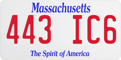 MA license plate 443IC6