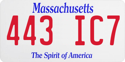 MA license plate 443IC7