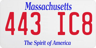 MA license plate 443IC8