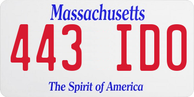 MA license plate 443ID0