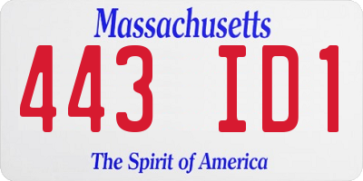 MA license plate 443ID1