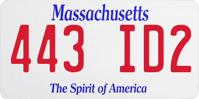 MA license plate 443ID2