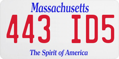 MA license plate 443ID5