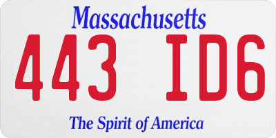 MA license plate 443ID6