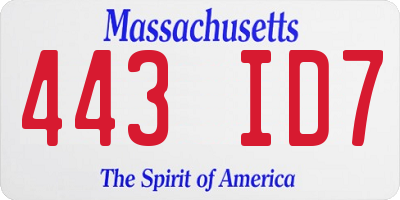 MA license plate 443ID7