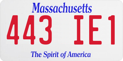 MA license plate 443IE1